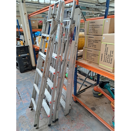 740 - Four sets of aluminium step ladders