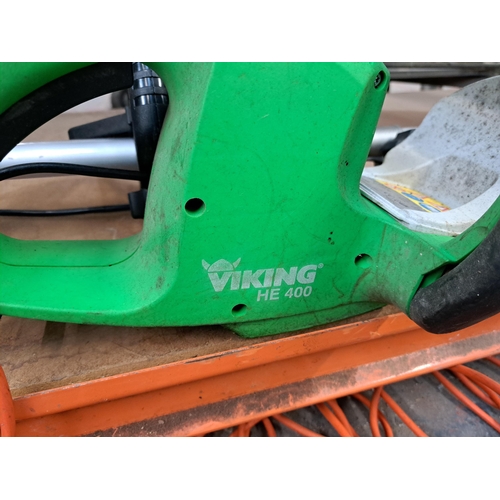 745 - Five items to include Gardenline 240v pole hedge trimmer, Viking HE400 240v hedge trimmer etc.