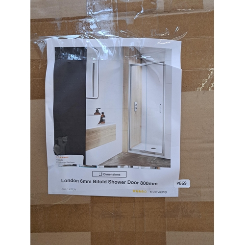 757 - A boxed Eurorad Limited London 6mm bi-fold shower door -approx. 185cm high x 79cm wide