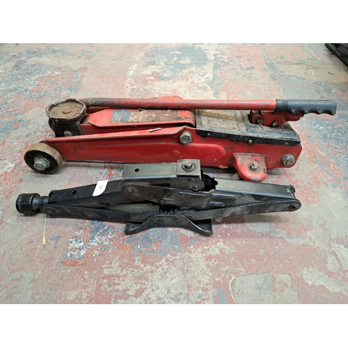 764 - Two hydraulic vehicle jacks, one Draper and one Ford