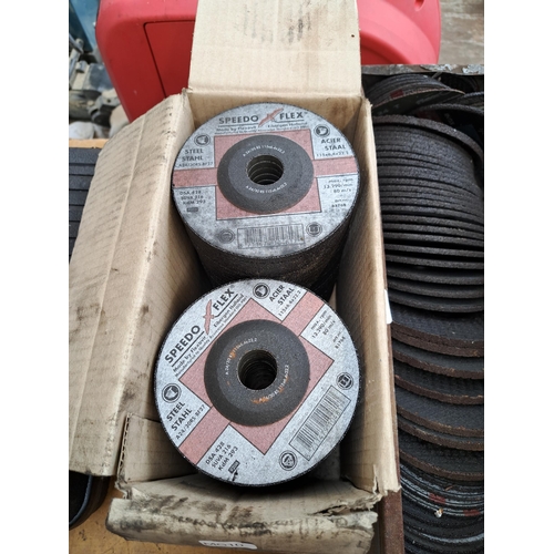 774 - Three boxes containing a large collection of sanding and grinding discs to include Speedo Flex 115 x... 