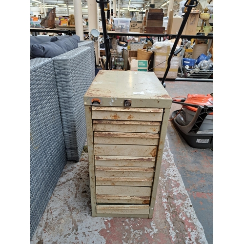 813 - A Stor Twinlock metal industrial 10 drawer filing/tools cabinet - approx. 61cm high x 29cm wide x 42... 