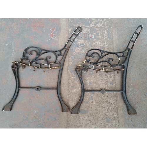 830 - Two pairs of 19th century style cast iron garden bench ends