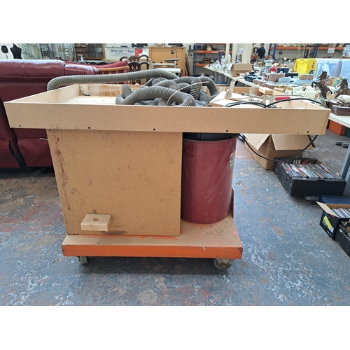 831 - A Lumbar Jack BDE1100 240v dust extractor with hand made worktop - approx. 89cm high x 126cm wide x ... 