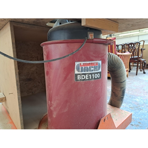 831 - A Lumbar Jack BDE1100 240v dust extractor with hand made worktop - approx. 89cm high x 126cm wide x ... 