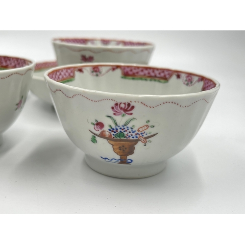 239 - Seven pieces of Georgian New Hall hand painted porcelain