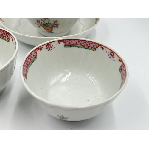 239 - Seven pieces of Georgian New Hall hand painted porcelain