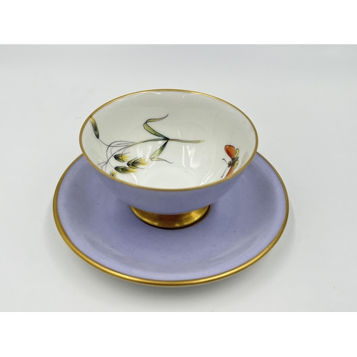 244A - Five pieces of ceramics, Hutschenreuther Selb LHS hand painted cup and saucer, Bing & Grondahl 230-5... 