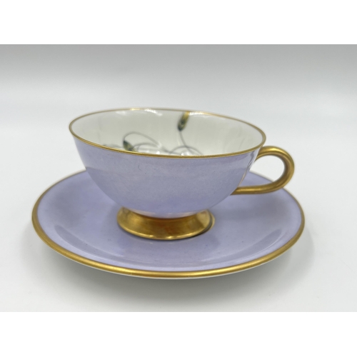 244A - Five pieces of ceramics, Hutschenreuther Selb LHS hand painted cup and saucer, Bing & Grondahl 230-5... 