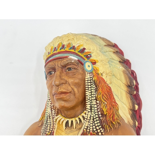 248A - A 1960 Bossons Indian Chief hand painted chalkware wall plaque - approx. 26cm high