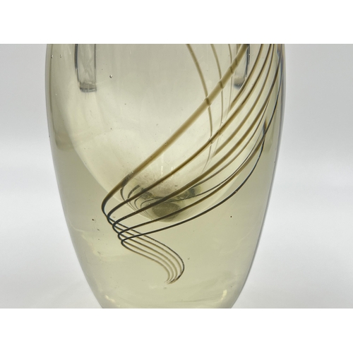 250A - A signed Mikko Helander for Humppilla spiral art glass vase - approx. 15.5cm high