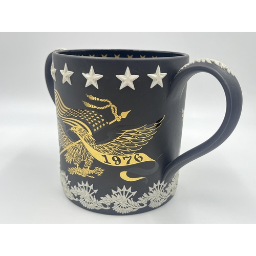 251 - A Wedgwood black Jasperware American Bicentennial 1976 limited edition of 500 twin handle loving cup... 