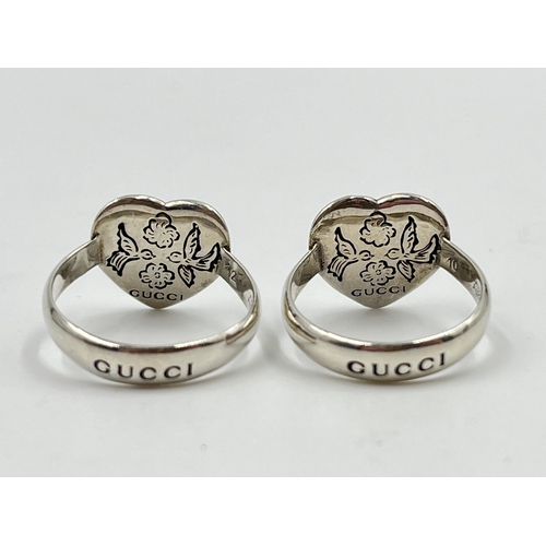 2179 - Two Gucci .925 silver 'Blind For Love' rings, size K - approx. gross weight 5.9g