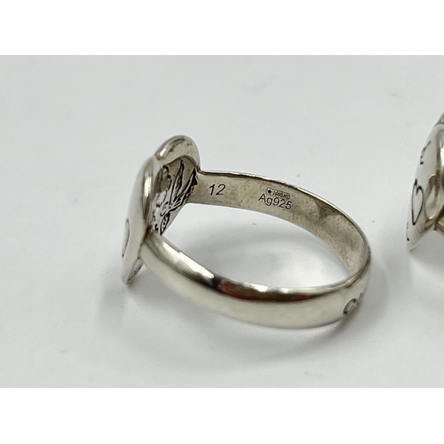 2179 - Two Gucci .925 silver 'Blind For Love' rings, size K - approx. gross weight 5.9g