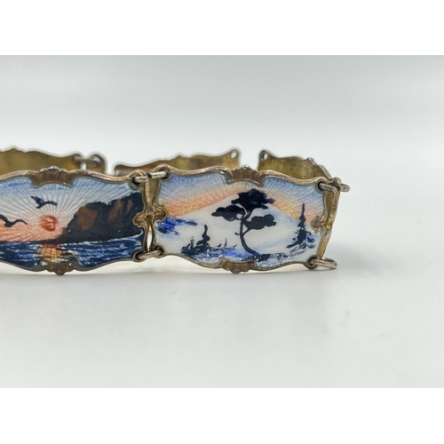 2182 - A vintage Ivar T. Holth of Norway .925 silver and enamel bracelet - approx. gross weight 27g and 19c... 