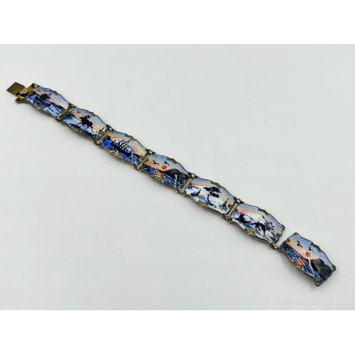 2182 - A vintage Ivar T. Holth of Norway .925 silver and enamel bracelet - approx. gross weight 27g and 19c... 