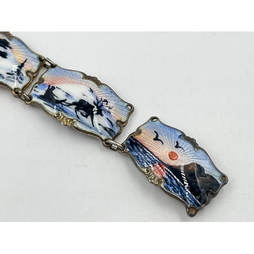 2182 - A vintage Ivar T. Holth of Norway .925 silver and enamel bracelet - approx. gross weight 27g and 19c... 