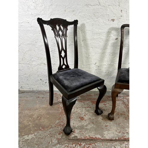 126 - Two Chippendale style mahogany dining chairs with ball and claw supports