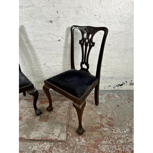 126 - Two Chippendale style mahogany dining chairs with ball and claw supports