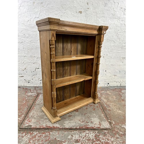 128 - A Victorian style pine three tier shelving unit - approx. 80cm high x 60cm wide x 24cm deep