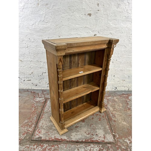 128 - A Victorian style pine three tier shelving unit - approx. 80cm high x 60cm wide x 24cm deep