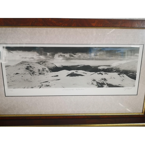 221 - Six framed signed black and white photographs to include Mow Cop limited edition no. 1/75, Sunrise o... 