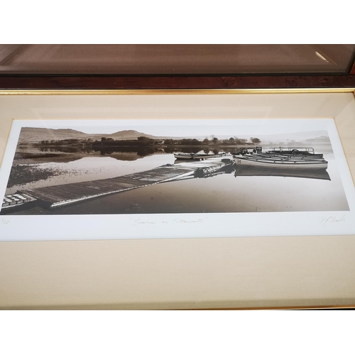 221 - Six framed signed black and white photographs to include Mow Cop limited edition no. 1/75, Sunrise o... 