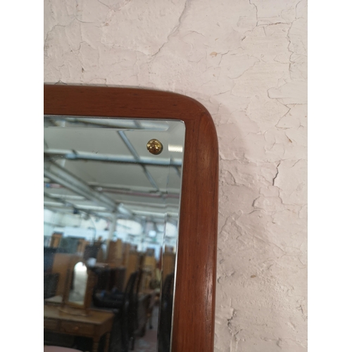 228 - A mid 20th century Danish teak framed bevelled edge wall mirror - approx. 97cm high x 44cm wide