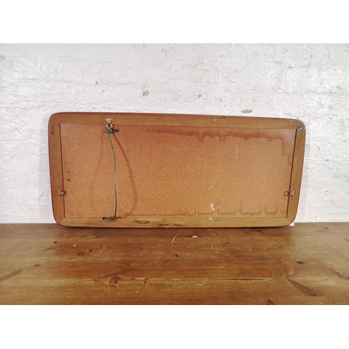 228 - A mid 20th century Danish teak framed bevelled edge wall mirror - approx. 97cm high x 44cm wide