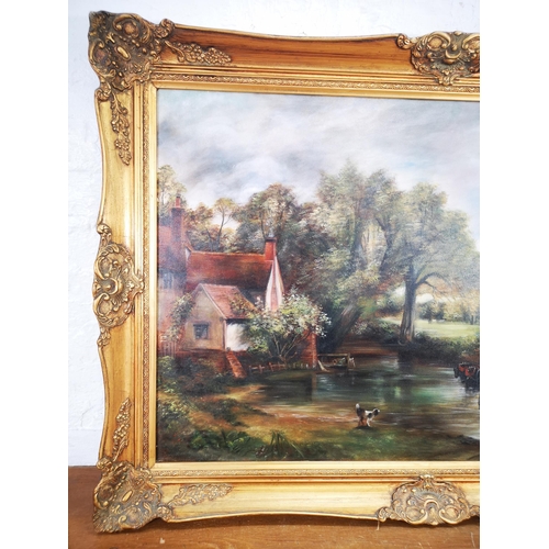 231 - A late 20th century gilt framed oil on board, signed C. Wade and dated 1983 - approx. 77cm high x 10... 