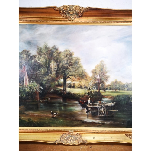 231 - A late 20th century gilt framed oil on board, signed C. Wade and dated 1983 - approx. 77cm high x 10... 