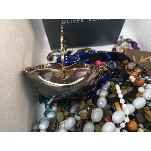 889 - A collection of costume jewellery and silver plated trinket dishes to include Tatty Divine white met... 