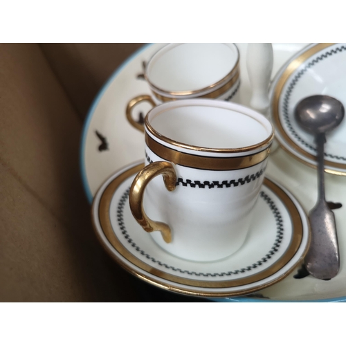 894 - Two boxes containing ceramics and glassware to include two Royal Albert coffee cups and saucers, Vic... 