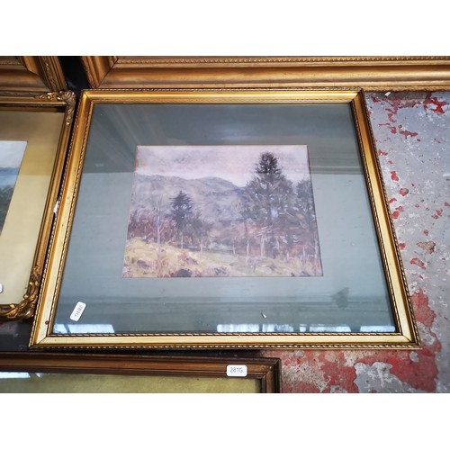 224 - Five framed original paintings to include late 19th/early 20th century mixed media painting, signed ... 