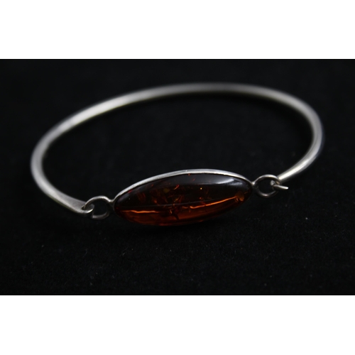 2168 - Three .925 silver amber bracelets - approx. gross weight 37g