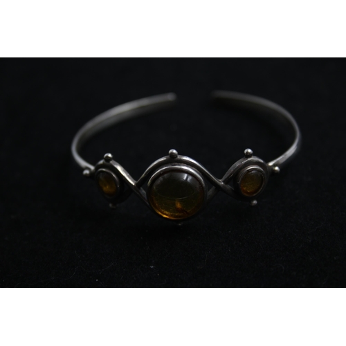 2168 - Three .925 silver amber bracelets - approx. gross weight 37g