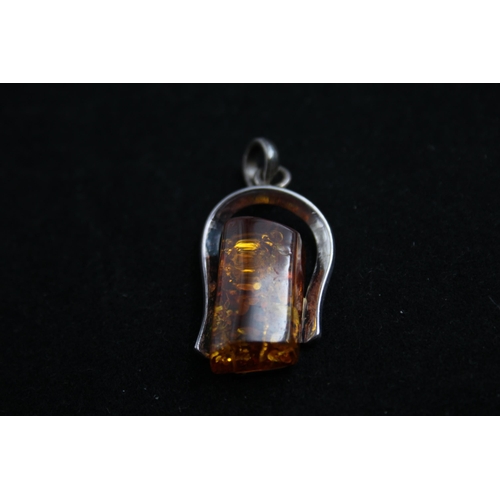 2175 - Four .925 silver statement amber pendants - approx. gross weight 63g