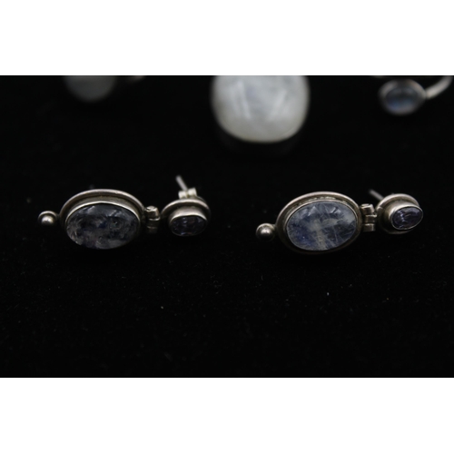 2194 - Four pieces of .925 silver moonstone jewellery - approx. gross weight 34g