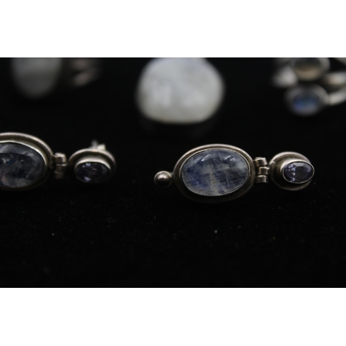 2194 - Four pieces of .925 silver moonstone jewellery - approx. gross weight 34g