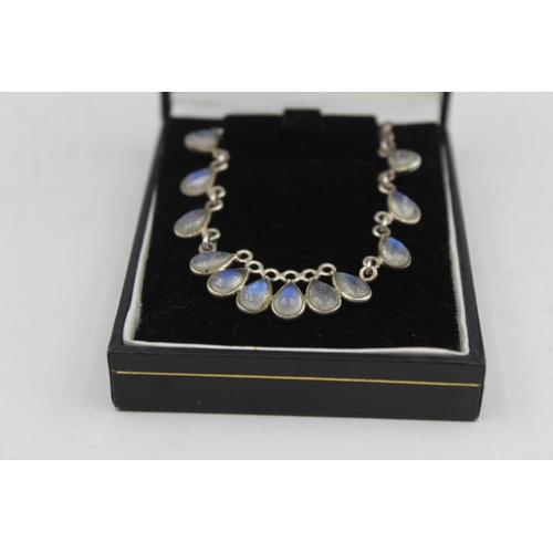 2195 - A .925 silver moonstone necklace - approx. gross weight 12g