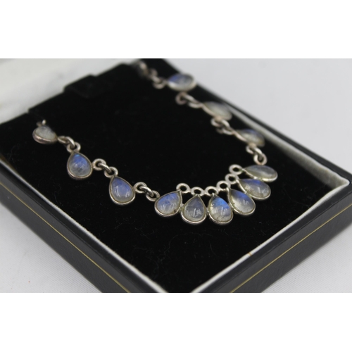 2195 - A .925 silver moonstone necklace - approx. gross weight 12g