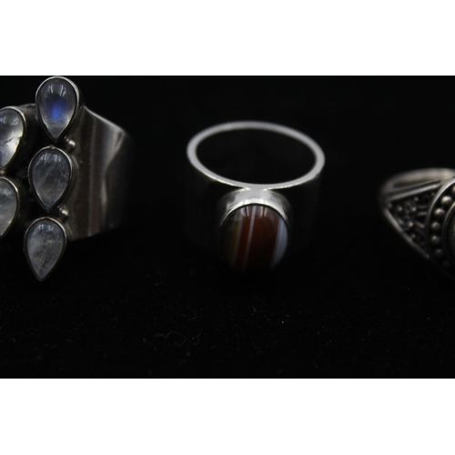 2201 - Four .925 silver gemstone statement rings - approx. gross weight 40g