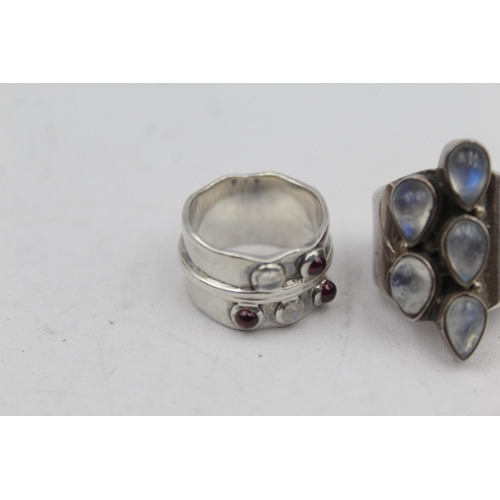 2201 - Four .925 silver gemstone statement rings - approx. gross weight 40g