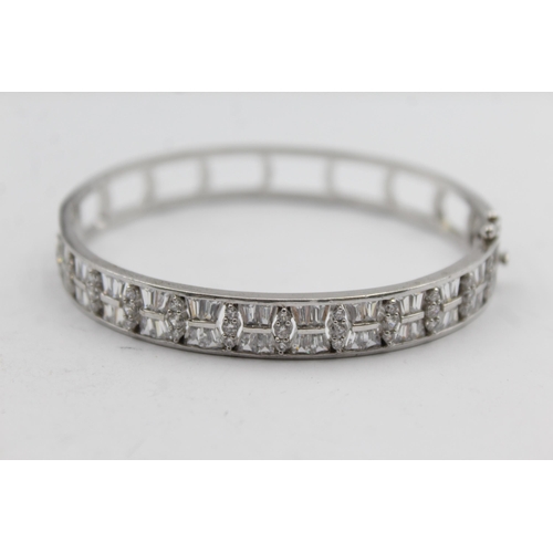 2204 - A .925 silver and CZ statement bangle - approx. gross weight 24g