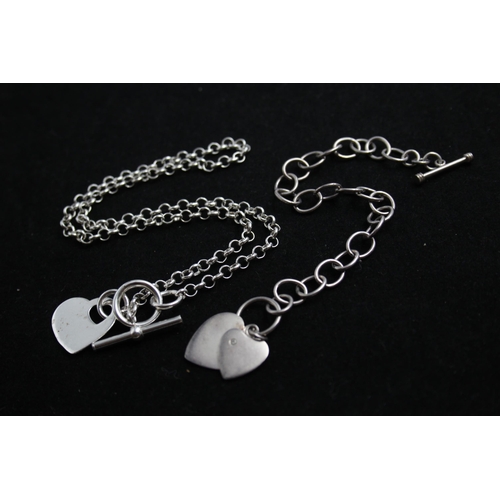 2210 - A .925 silver T-bar necklace and bracelet set - approx. gross weight 28g