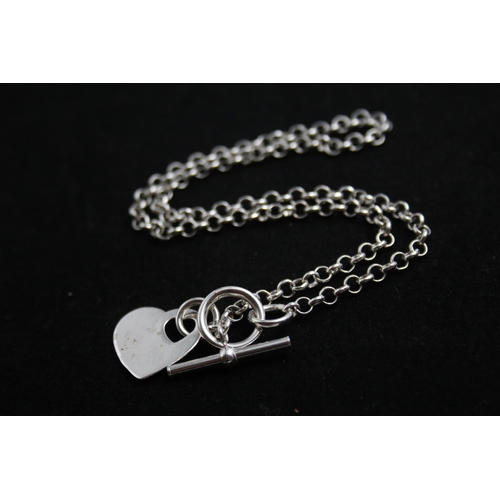 2210 - A .925 silver T-bar necklace and bracelet set - approx. gross weight 28g