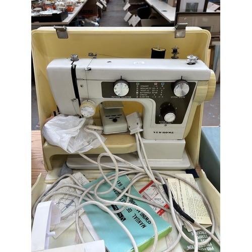 644 - Two sewing machines, one cased Janome New Holme 641 electric with foot pedal and instruction manual ... 