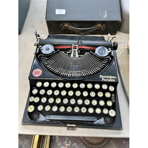 652 - Two cased typewriters, one Remington portable and one Imperial Good Companion with instructions and ... 