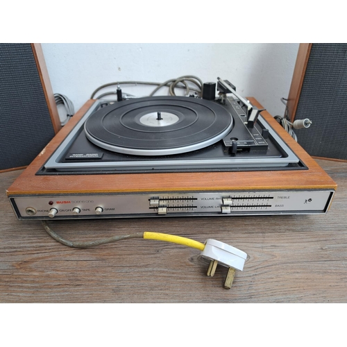 529 - A Bush Scene One three speed record player with a pair of Rank Organisation A1007 speakers