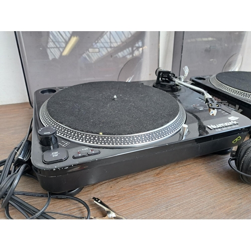 531 - A collection DJ equipment, one pair of Numark TT-100 direct drive turntables, one pair of Wharfedale... 